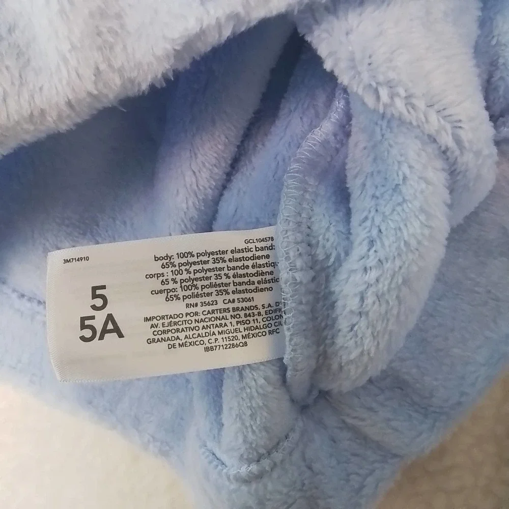 Carter's Kids Plush Fleece‎ Pullover Hoodie Girl's size 5 in Blue